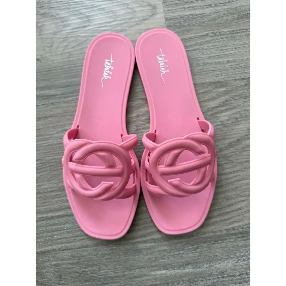 Interlocking Pink GG slide rubber sandal - size 7